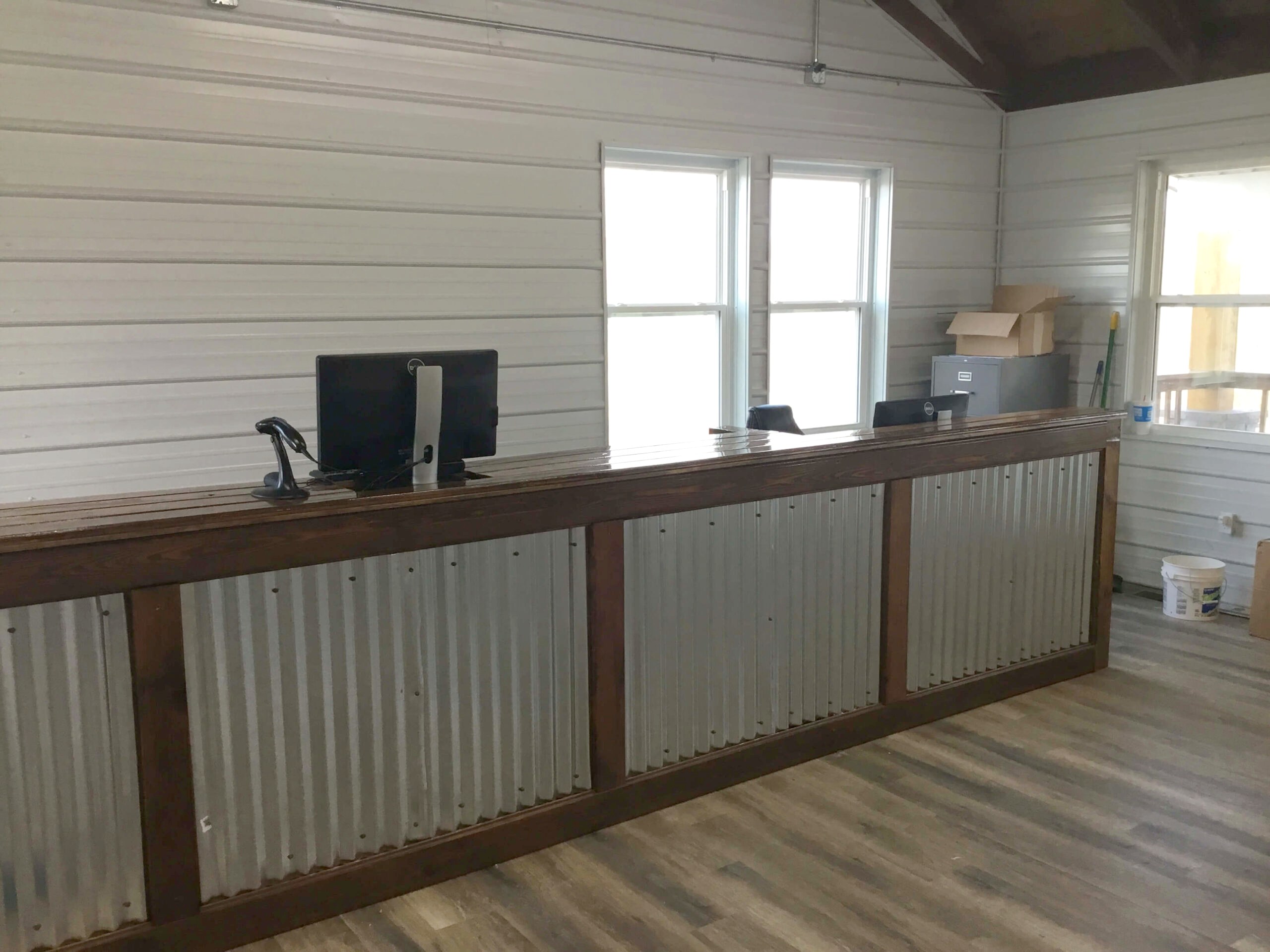 Lodge reception counter and check-in desk