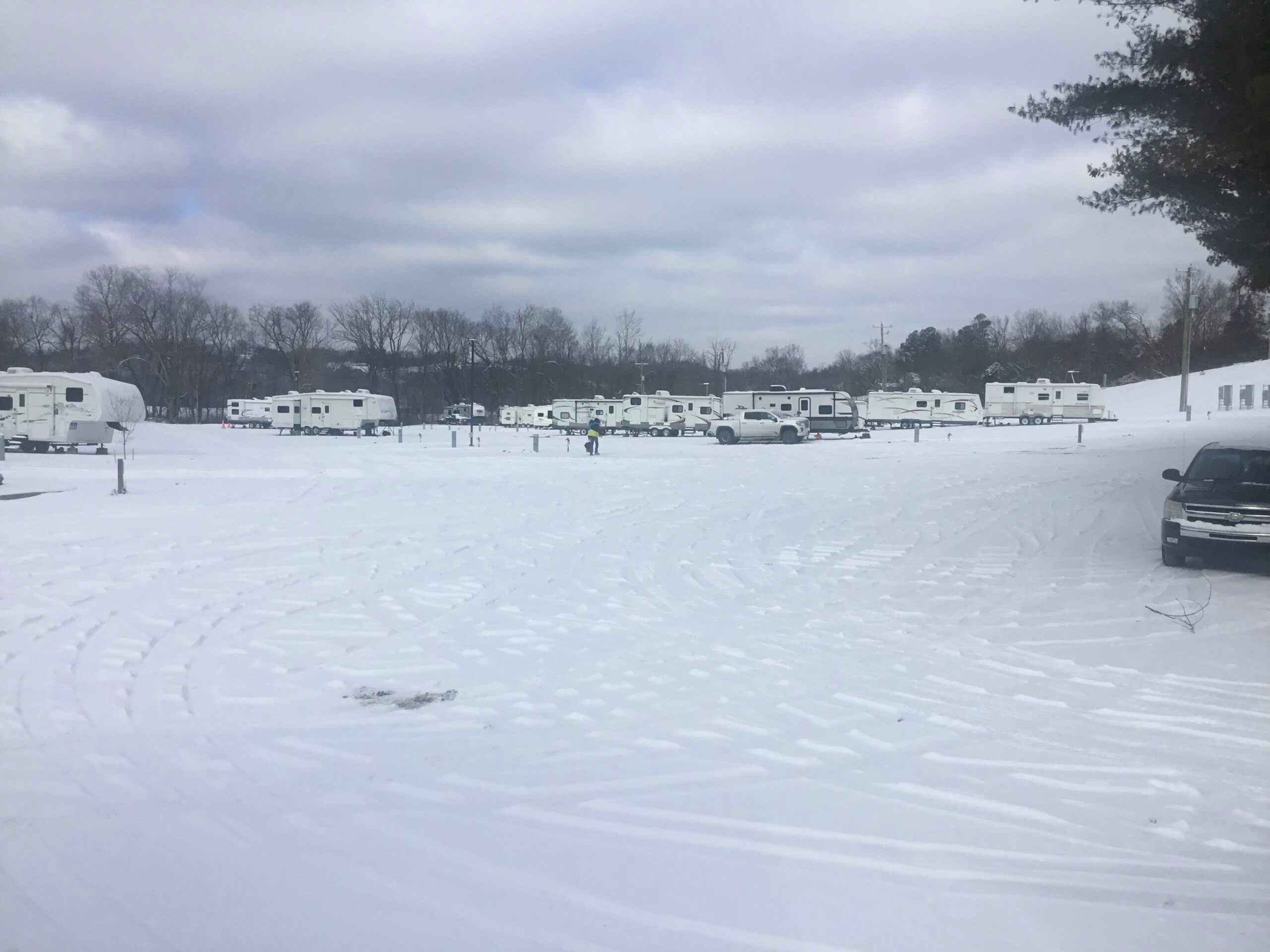 RV row at Paddle Trail under fresh snow